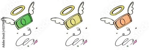 R：メルヘンな空飛ぶ紙幣・お金