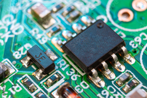 Three-dimensional view of the electronic Board of a digital set-top box, motherboard