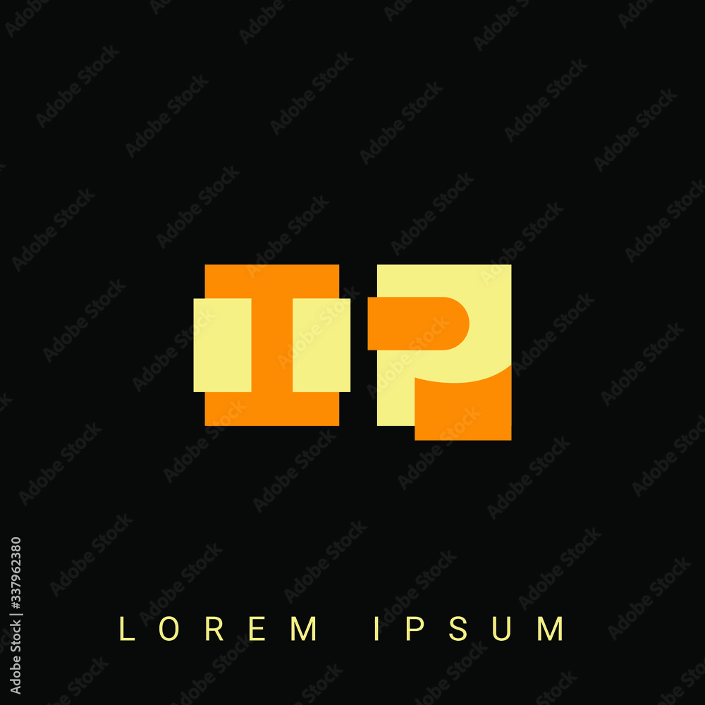 Obraz premium Modern creative shaped IP, PI, I, P logo. Initial Logo Designs Templete with Black Background. Vector Illustration