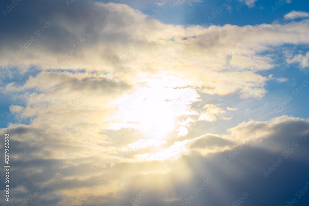 Obraz premium Sunset sky background,Landscape blue sky with clouds nature concept for cover banner background.