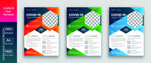 COVID 19 virtual conference flyer template design