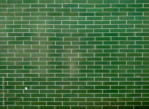 Gross green ceramic Tiles Brick wall texture architect interior material web backdrop background photo