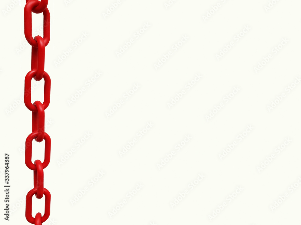 Red chain on white background with side. Red chain on white background with side.