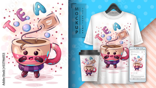 Tea bag poster and merchandising