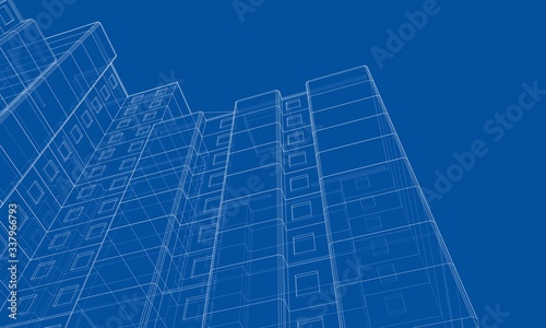 Vector wire-frame model of a multi-storey building