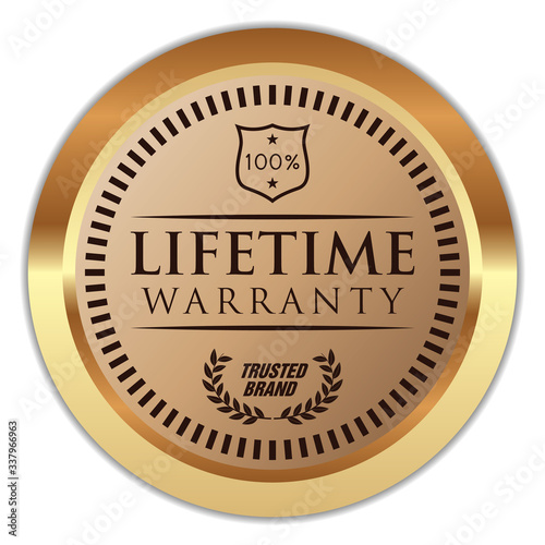 Lifetime Warranty. Vector Golden Badge. photo