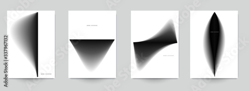 Set of abstract minimal template design for branding, advertising in black gradient blur style. Modern trendy background cover posters, banners, flyers, placards. Vector illustration. EPS 10.