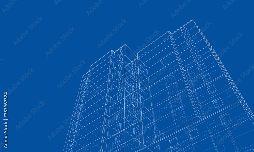 Vector wire-frame model of a multi-storey building