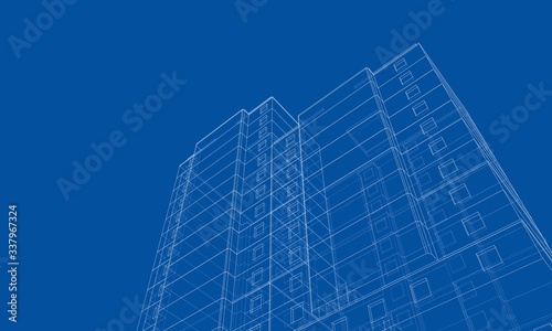 Vector wire-frame model of a multi-storey building