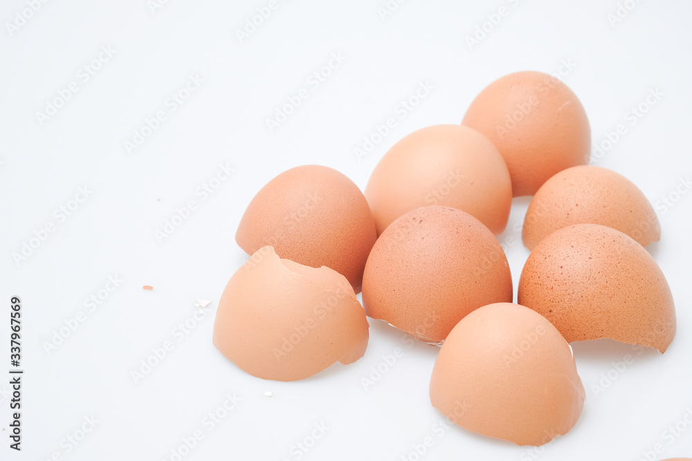 Broken egg shell on white background Broken egg shell on white background