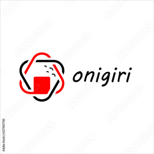 simple line art onigiri rice vector food logo design template inspiration