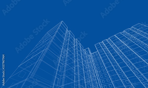 Vector wire-frame model of a multi-storey building