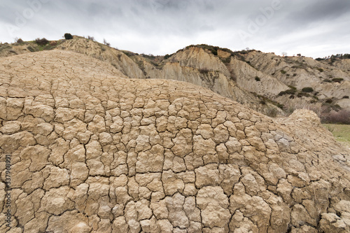 Calanchi of Aliano (Matera). The park of the Aliano gullies, clay sculpture caused by rainwater eroded the surface. The badlands of Basilicata, a lunar landscape in South Italy