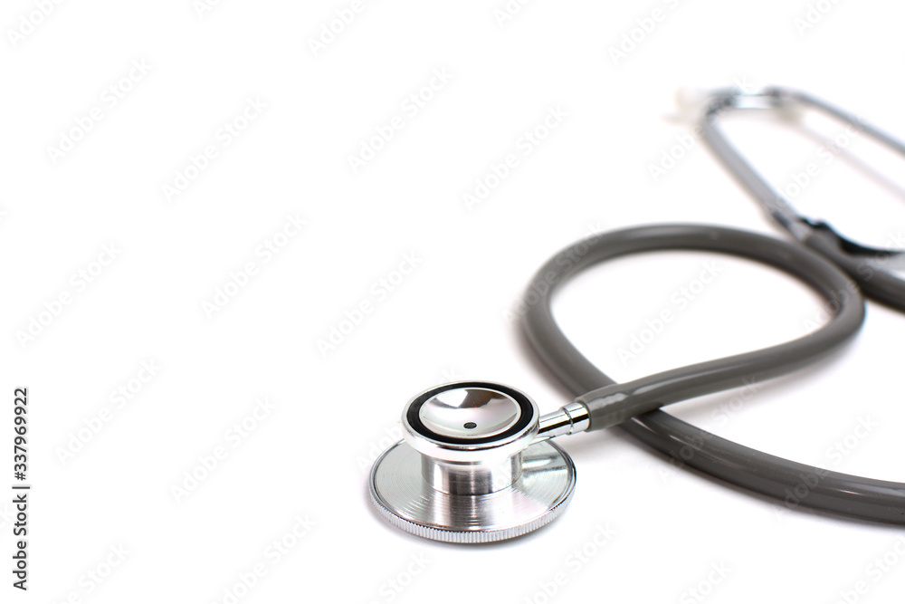 Gray Stethoscope isolated on white background.