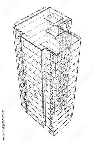 Vector wire-frame model of a multi-storey building