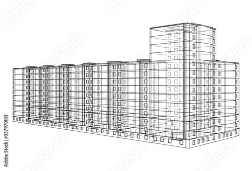 Vector wire-frame model of a multi-storey building