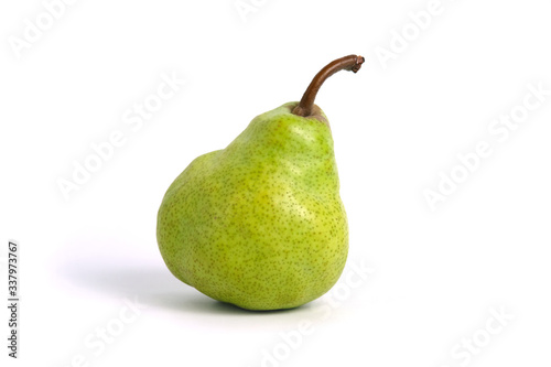 Single fresh Packham pears fruit isolated on white background