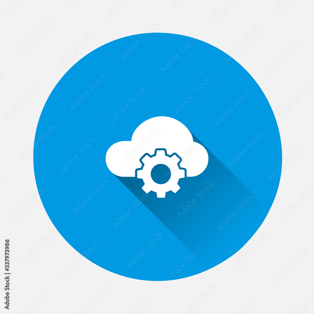 Cloud technology vector icon on blue background. Flat image with long shadow. Cloud technology vector icon on blue background. Flat image with long shadow.