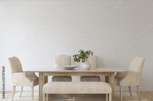 Modern dining room. 3d render. photo