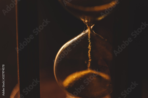 hourglass sand timer on a table