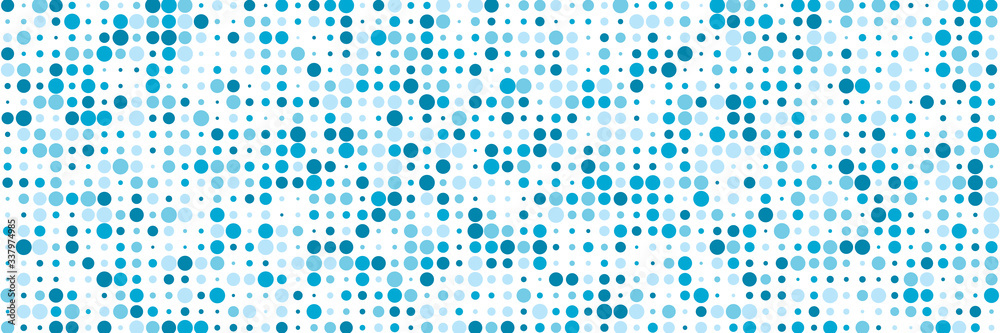 Fototapeta Technology banner design with blue white and grey arrows. Abstract geometric vector background with dot circle pattern for wide banner