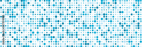 Technology banner design with blue white and grey arrows. Abstract geometric vector background with dot circle pattern for wide banner