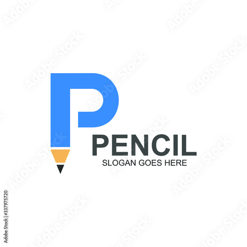 Letter p pencil logo design