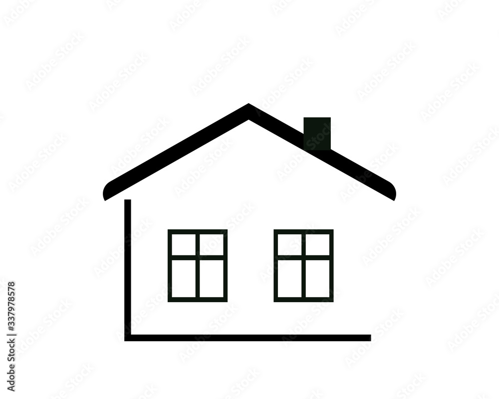 Flat black home (roof and window) icon Vector Illustration Flat black home (roof and window) icon Vector Illustration