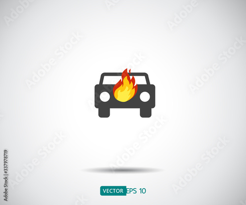 car fired Vehicle insurance Icon. Flat pictograph Icon design  Vector illustration