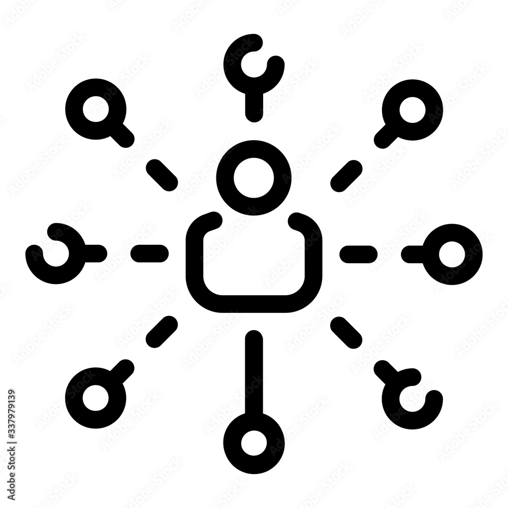 Marketer man icon. Outline marketer man vector icon for web design isolated on white background Marketer man icon. Outline marketer man vector icon for web design isolated on white background