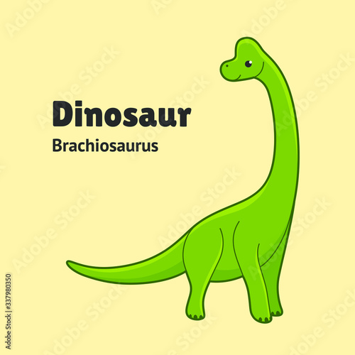 Cartoon dinosaur - brachiosaurus. Cute character for children. Vector illustration in cartoon style.