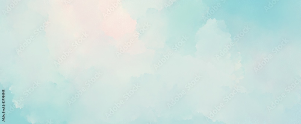 Fototapeta blue watercolor background. Digital drawing.Sweet pastel. gradient background Colorful Paint like graphic. Color glossy. Beautiful painted Surface design abstract backdrop.