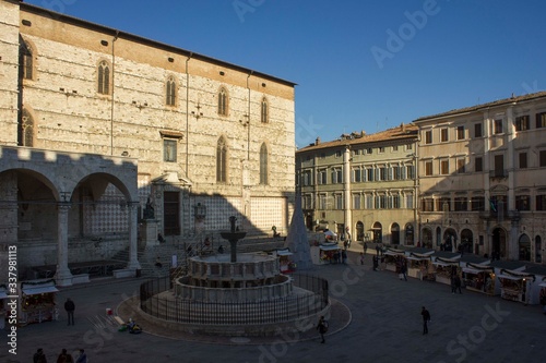 Piazza Maggiore square in Perugia at Christmas time