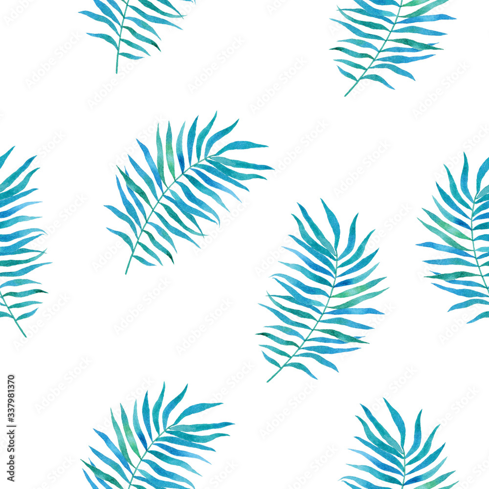 Seamless pattern with tropical leaves, watercolor Seamless pattern with tropical leaves, watercolor
