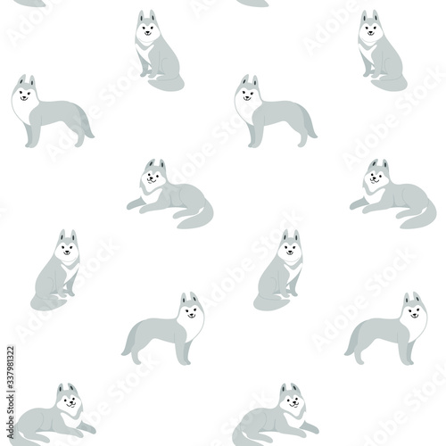 Cartoon husky dogs sketch line icon. Сute dog icons set. Childish print for nursery, kids apparel, poster, postcard, pattern.