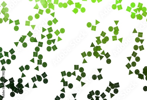 Light Green vector backdrop with lines  circles  rhombus.