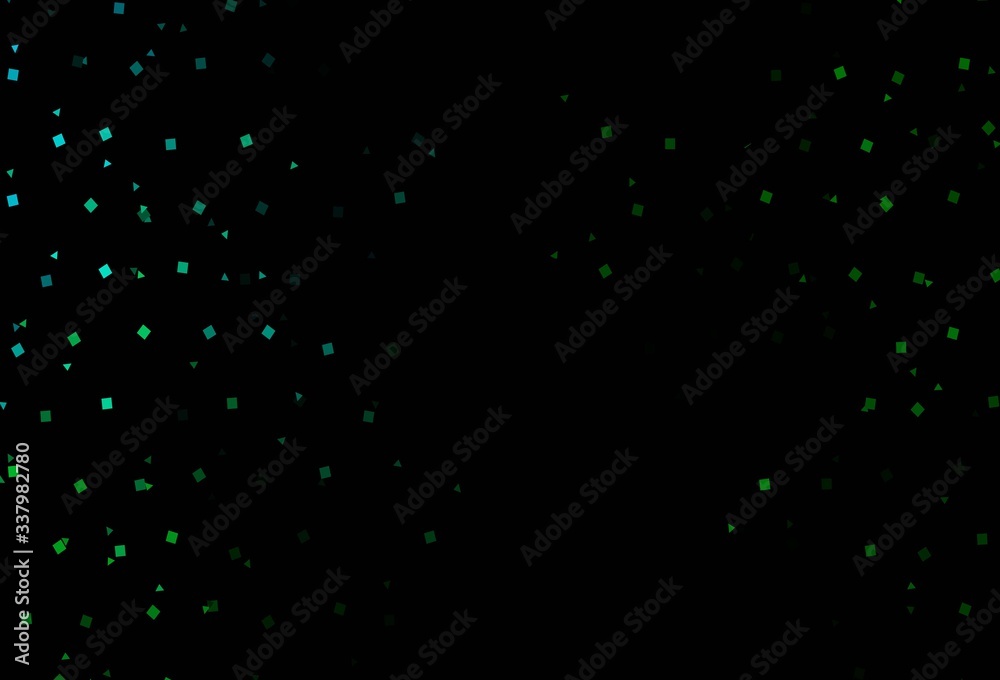 Dark Blue, Green vector background with triangles, circles, cubes.