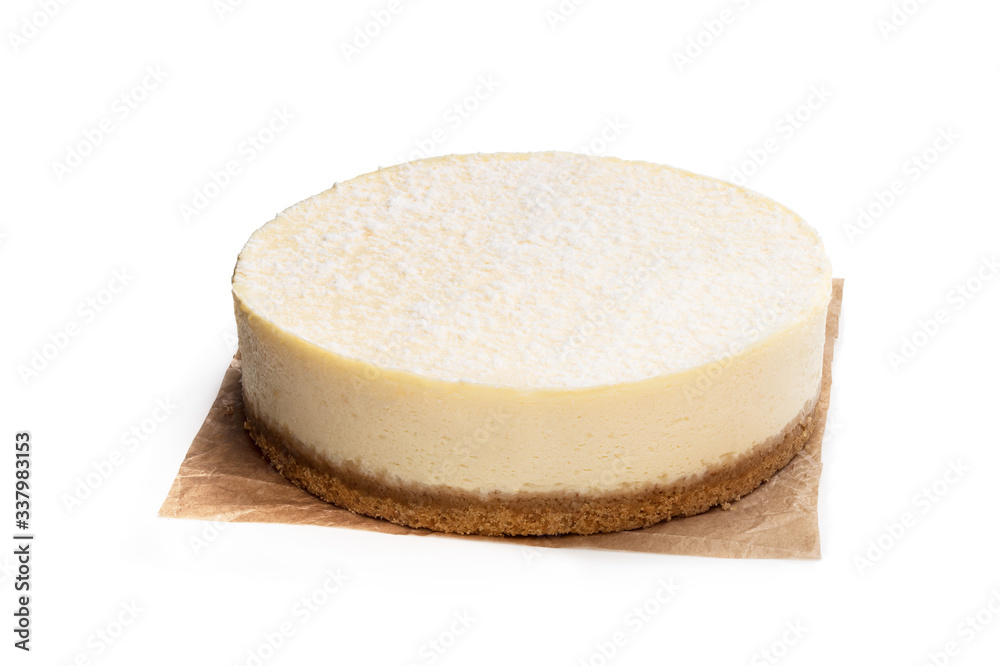 New york style cheesecake isolated on white
