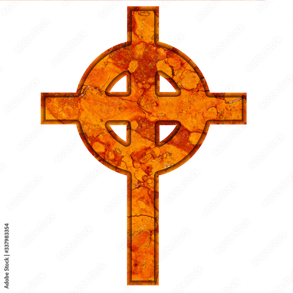 Ancient Celtic cross made of natural stones for design or tattoo