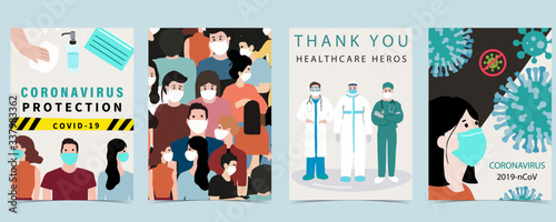 Novel coronavirus background with doctor and covid-19 concept design to prevent the spread of bacteria, viruses.Vector illustration for poster