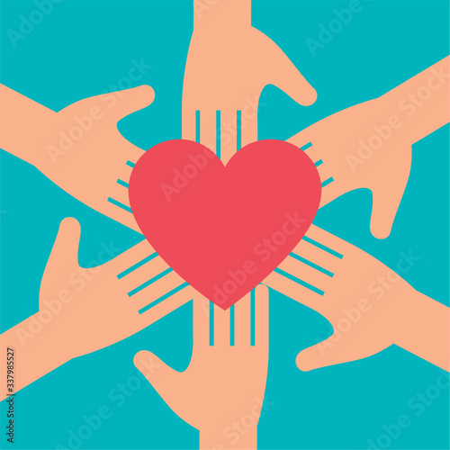 hands with heart symbol of charity donation vector illustration design