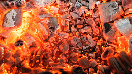 Burning coals textured background.