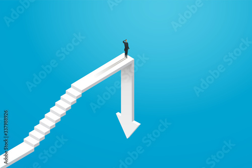 Businessman investor riding out economic downturn and not success. illustration Vector