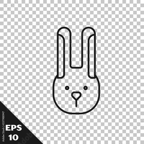 Black line Rabbit with ears icon isolated on transparent background. Magic trick. Mystery entertainment concept. Vector Illustration