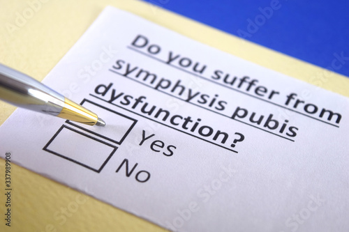 One person is answering question about symphysis pubis dysfunction.