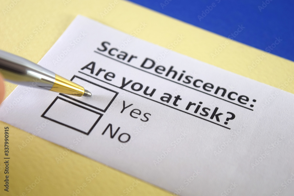 One person is answering question about scar dehiscence. One person is answering question about scar dehiscence.