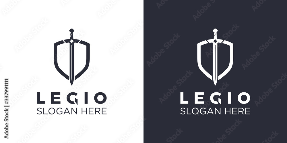 Armor and sword logo design template Armor and sword logo design template