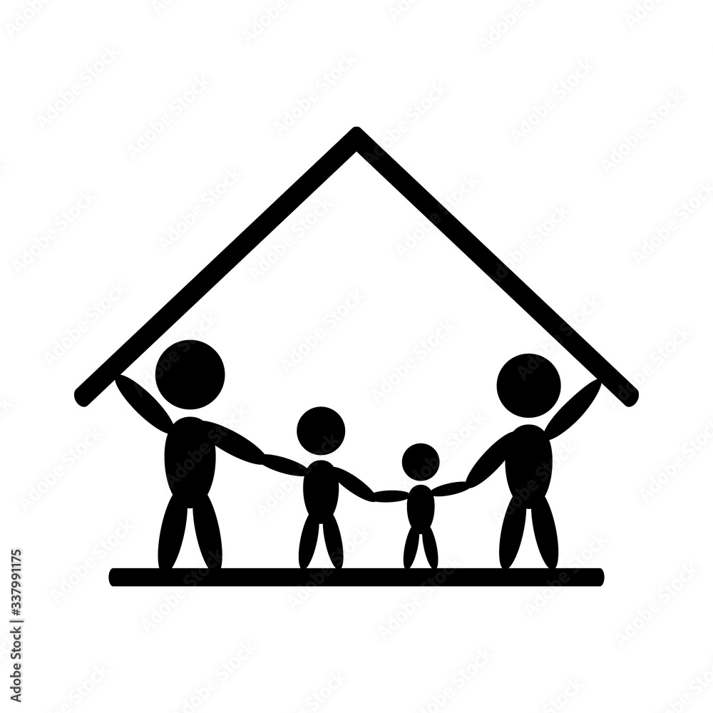 Happy family of four persons vector illustration isolated on white Happy family of four persons vector illustration isolated on white