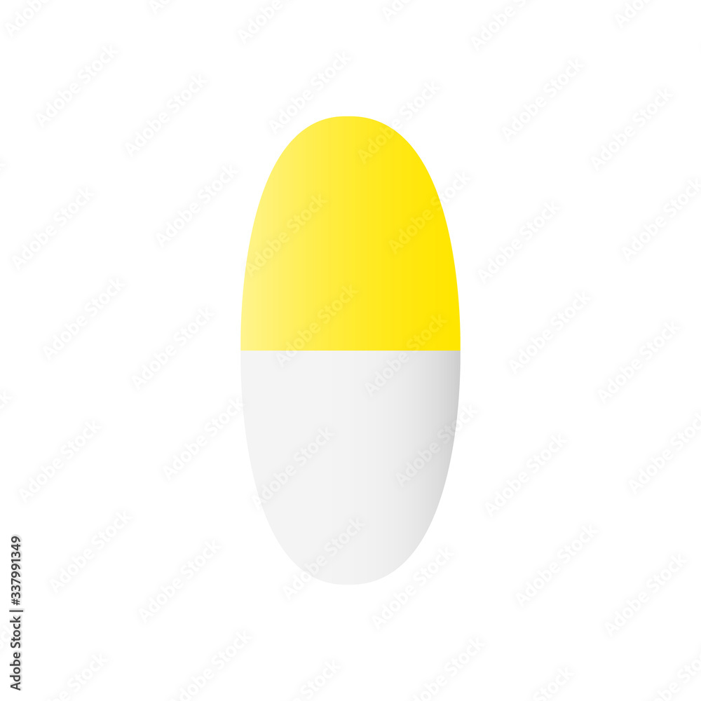 Fototapeta premium White and yellow pill vector illustration isolated on a white background