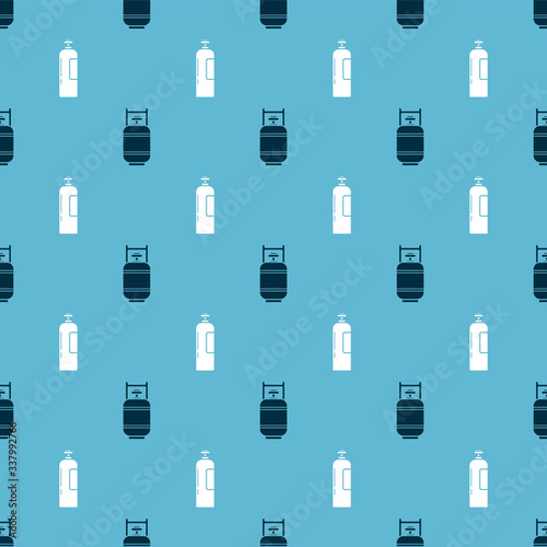 Set Propane gas tank and Industrial gas cylinder tank on seamless pattern. Vector